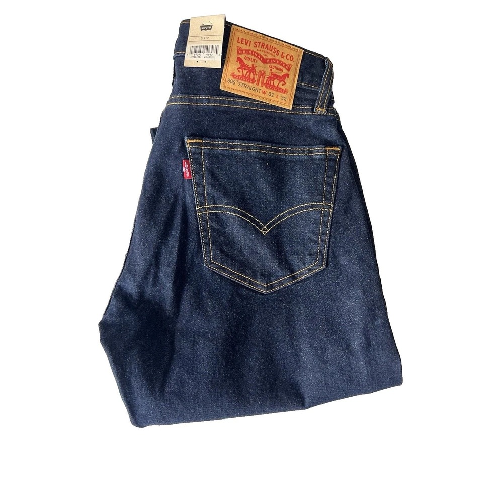 Levi's Men's 506 Perfomance Straight Fit Jeans Dark Wash Blue Size 31x32 New - Picture 5 of 6